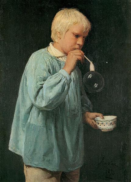 The soap blower, 1873 - Albrecht Anker