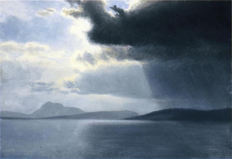 Approaching Thunderstorm on the Hudson River - 阿爾伯特·比爾施塔特