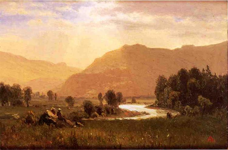 Figures in a Hudson River Landscape - Albert Bierstadt