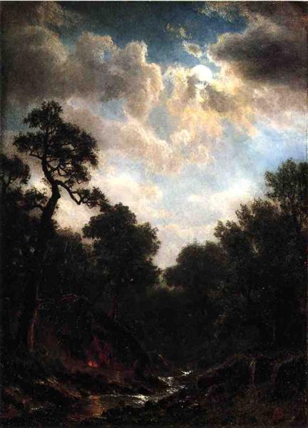 Moonlit Landscape - Albert Bierstadt