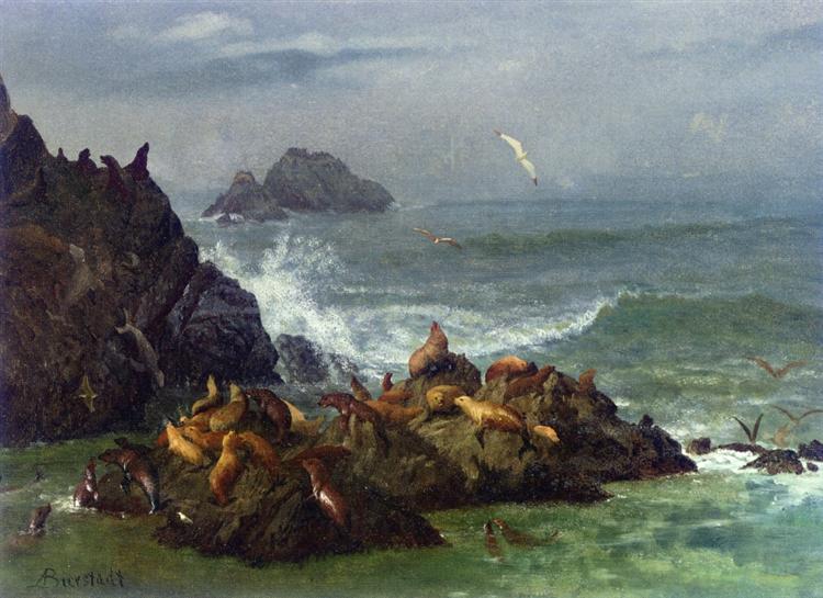 Seal Rocks, Pacific Ocean, California, c.1872 - Альберт Бирштадт