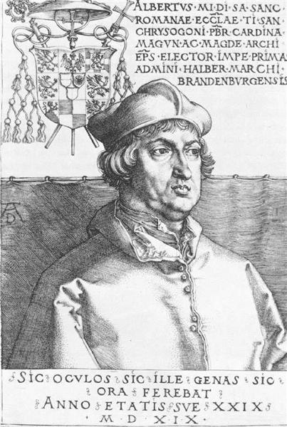 Cardinal Albrecht of Brandenburg (The Small Cardina), 1519 - 杜勒