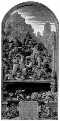 Design for the Fugger Chapel in Augsburg Samson fighting the Philistines - Альбрехт Дюрер
