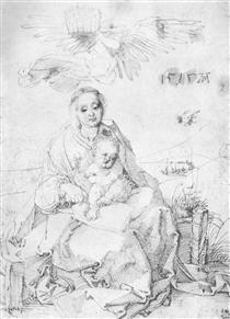 Madonna and child on the grassy bank - Albrecht Durer