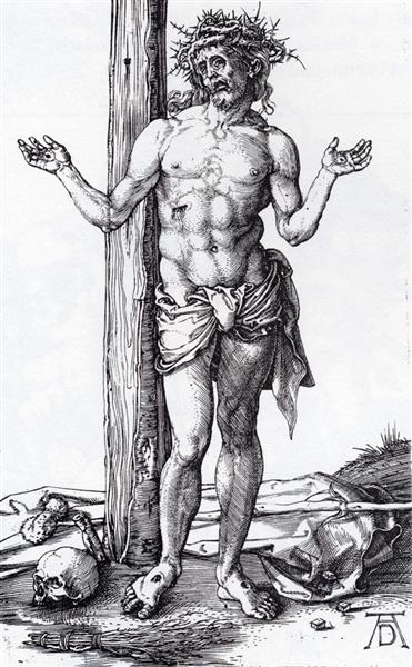 Man Of Sorrows With Hands Raised, 1500 - Альбрехт Дюрер