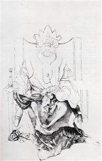 Oriental Ruler Enthroned - Alberto Durero