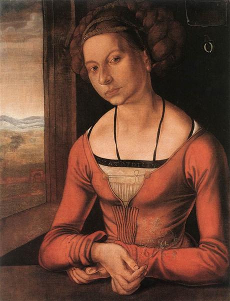 Портрет молодой девушки с высокой причёской, 1497 - Альбрехт Дюрер