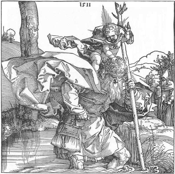 Св. Христофор несет Христа-ребенка, 1511 - Альбрехт Дюрер