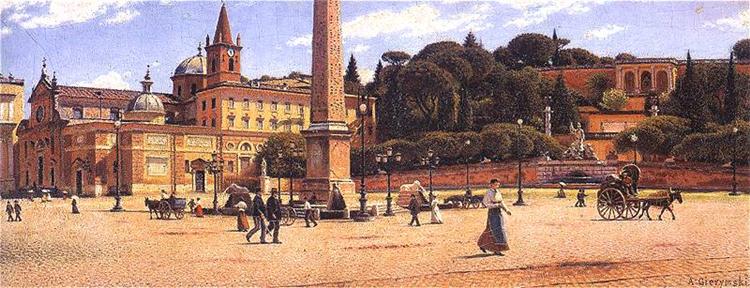 Piazza del Popolo w Rzymie, 1901 - Aleksander Gierymski