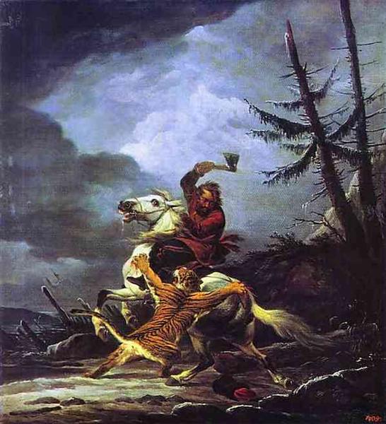 Cossack Fighting off a Tiger, 1811 - Aleksander Orłowski