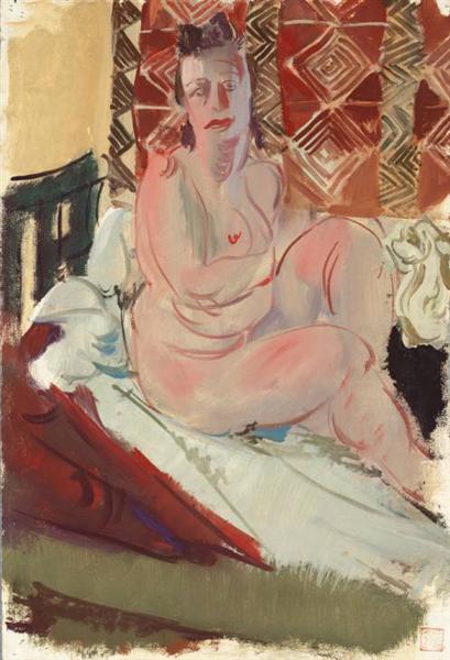 A Model Seated on a Bed, 1938 - Alexandre Jacovleff