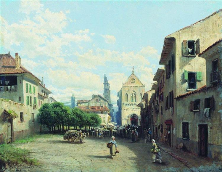 Нормандский город, 1879 - Алексей Боголюбов - WikiArt.org