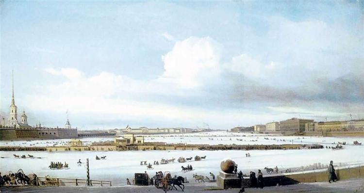 Riding on Neva river, 1854 - Олексій Боголюбов