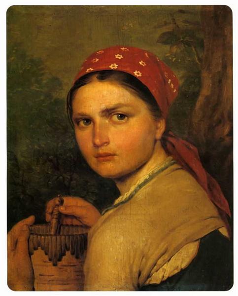 Girl with Burak, 1824 - Alexei Gawrilowitsch Wenezianow