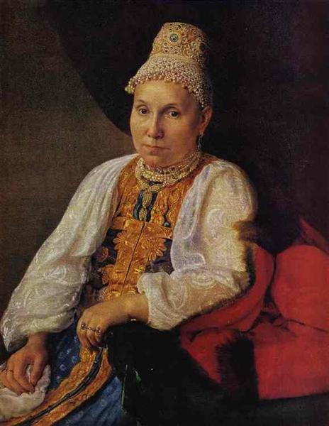Portrait of the Merchant's Wife Obraztsova - Alexey Venetsianov