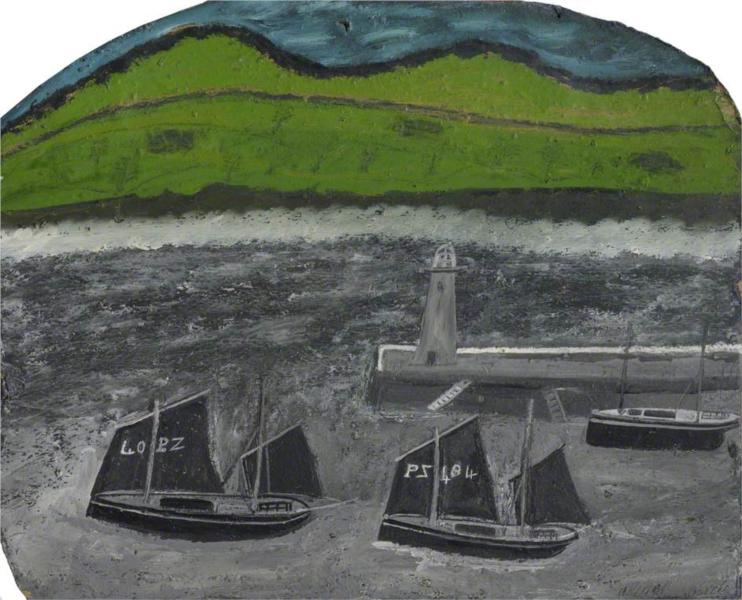 PZ Sailing Boats by a Jetty - Alfred Wallis