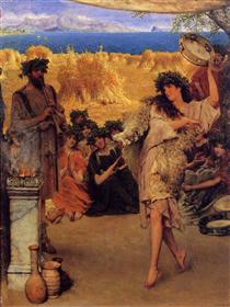 A Harvest Festival (A Dancing Bacchante at Harvest Time) - 勞倫斯·阿爾瑪-塔德瑪