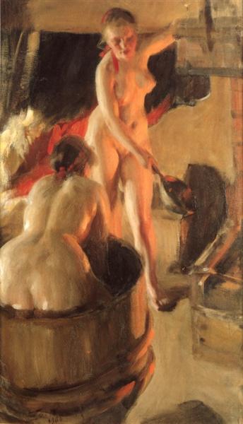 Девушки из Даларны в бане, 1906 - Андерс Цорн