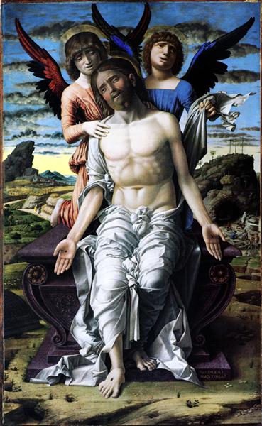 Жалісний Христос, підтримуваний херувимом і серафимом, 1490 - Андреа Мантенья