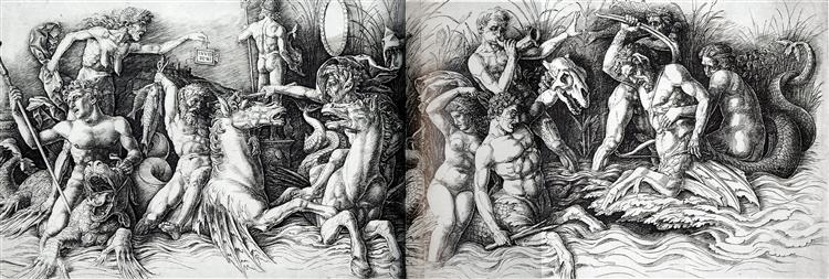 Битва морських богів, 1480 - Андреа Мантенья