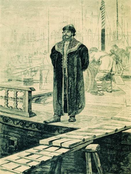 Sadko, a wealthy guest of Novgorod. Illustration for the book "Russian epic heroes", 1895 - Andrei Petrowitsch Rjabuschkin