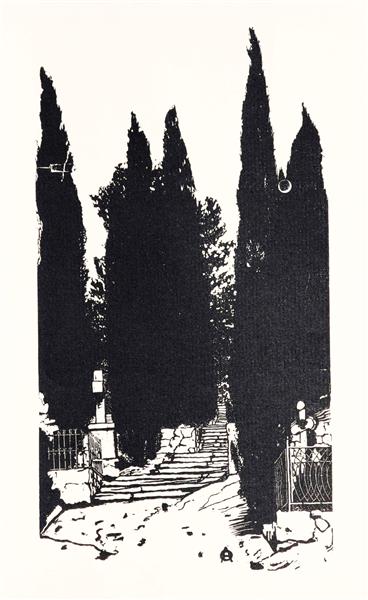 Cypress trees, 1902 - Anna Ostroumova-Lebedeva