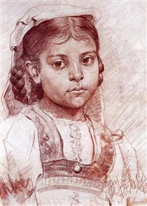 Portrait of a Dalmatian girl - Anton Azbe