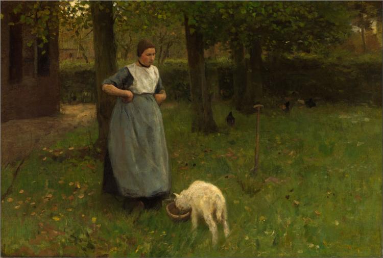Woman from Laren with lamb, 1885 - Anton Rudolf Mauve
