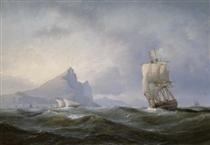 Sailing ship off Gibraltar - Anton Melbye