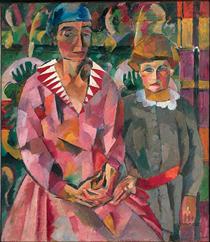 Portrait of Artist's Wife and Daughter - Aristarkh Lentoulov
