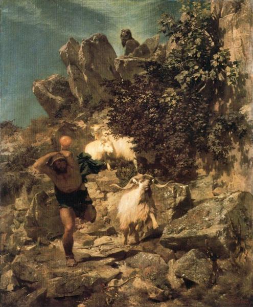 Pan frightening a shepherd - Арнольд Бёклин
