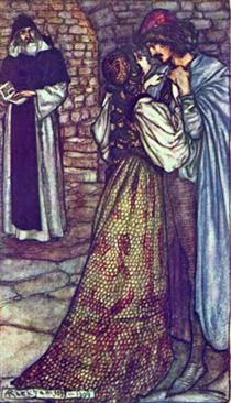 At the Cell of Friar Lawrence - Arthur Rackham