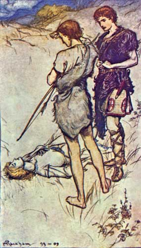 Imogen's Two Brothers then carried her to a Shady Covert - Arthur Rackham