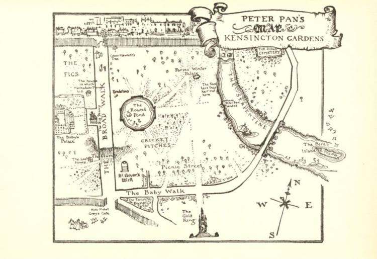 Map of Peter Pan's Kensington Gardens - 亞瑟·拉克姆