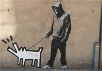 Haring dog - Banksy