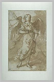 Angel holding a banner - Bartolomé Esteban Murillo