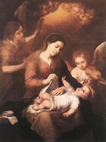 Mary and Child with Angels Playing Music - Бартоломе Эстебан Мурильо