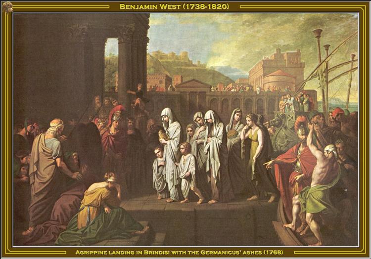 Agrippine Landing at Brundisium with the Ashes of Germanicus, 1768 - Бенджамин Уэст