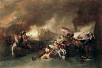The Battle of La Hogue, Destruction of the French fleet, May 22, 1692 - Бенджамин Уэст
