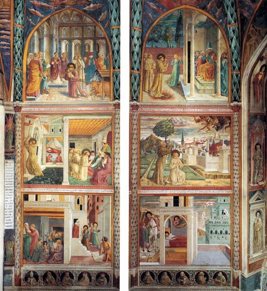 Scenes from the Life of St. Francis (north wall), 1452 - Беноццо Гоццоли
