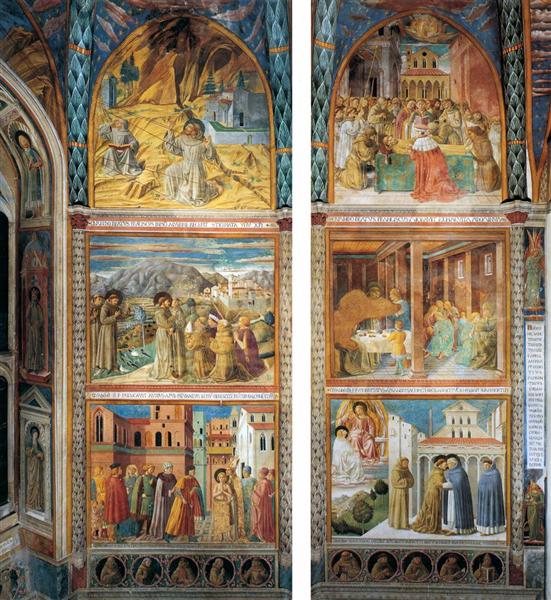 Scenes from the Life of St. Francis (south wall), 1452 - Беноццо Гоццолі