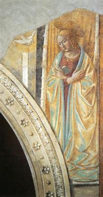 Tabernacle of the Visitation: Annunciation: Mary - Benozzo Gozzoli