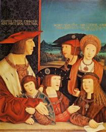 Porträt des Kaisers Maximilian und seiner Familie - Bernhard Strigel