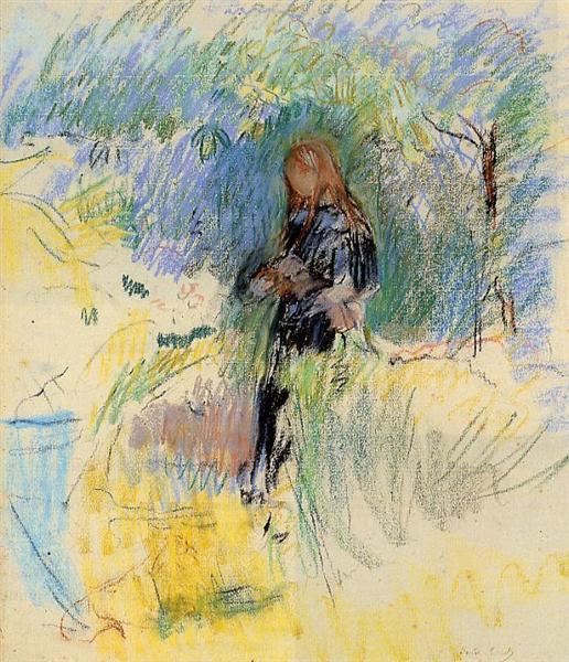 Young Woman Holding a Dog in Her Arms, 1892 - Berthe Morisot