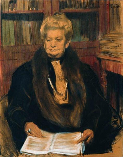 Portrait of a writer Alexandra Vasilevny Schwartz, 1906 - Борис Кустодієв