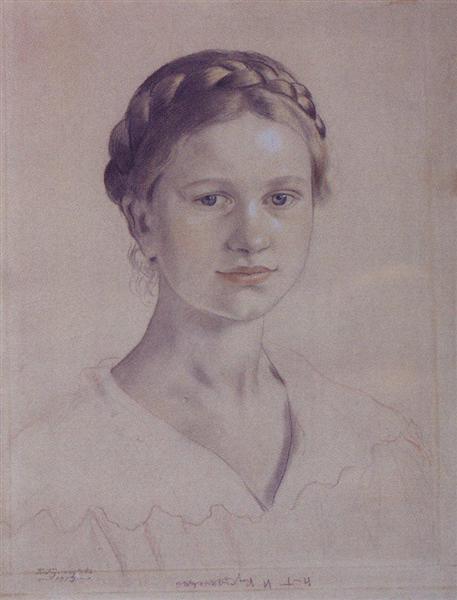 Portrait of I.B. Kustodieva, daughter of the artist, 1919 - Borís Kustódiev