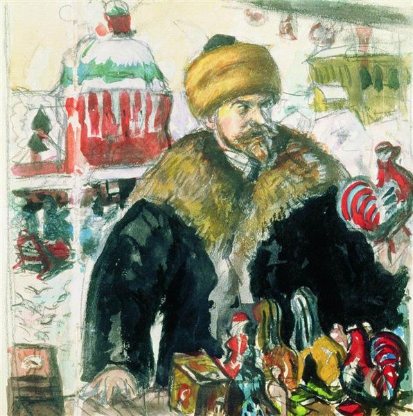 Автопортрет (в шубе), 1912 - Борис Кустодиев
