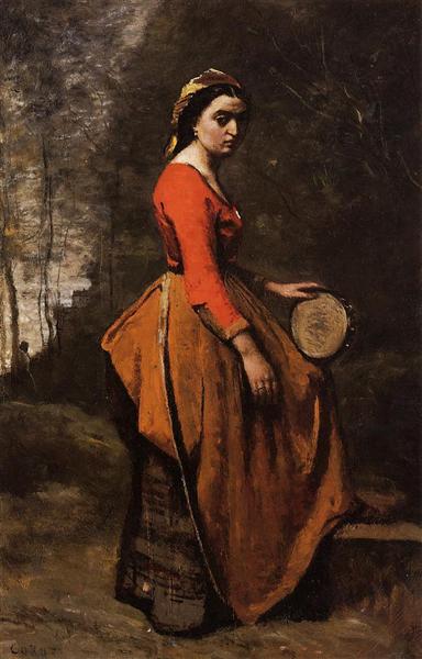 Gypsy with a Basque Tamborine, c.1850 - c.1860 - 柯洛
