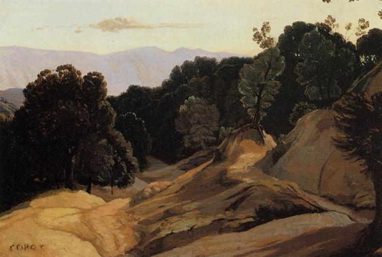 Road through Wooded Mountains, c.1830 - c.1835 - Jean-Baptiste Camille Corot