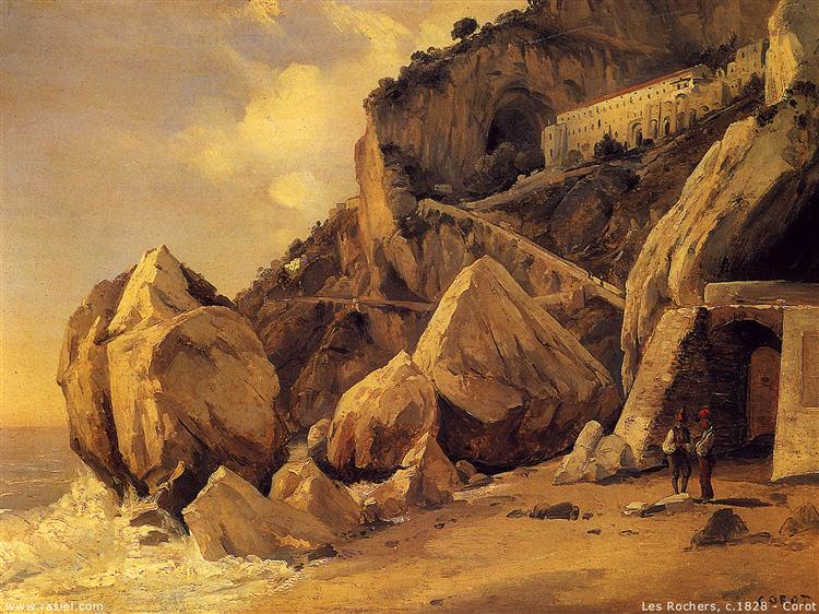 Rocks in Amalfi, 1828 - Jean-Baptiste Camille Corot